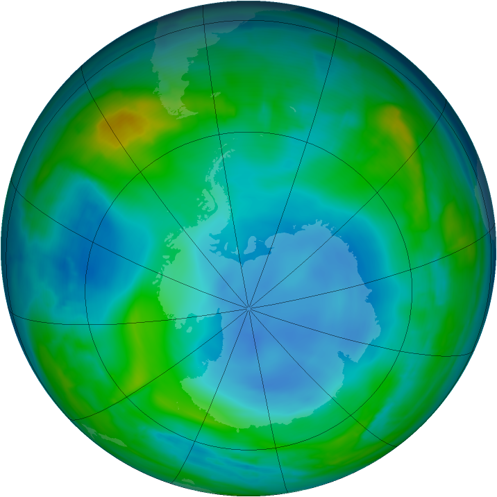Antarctic ozone map for 30 May 2014